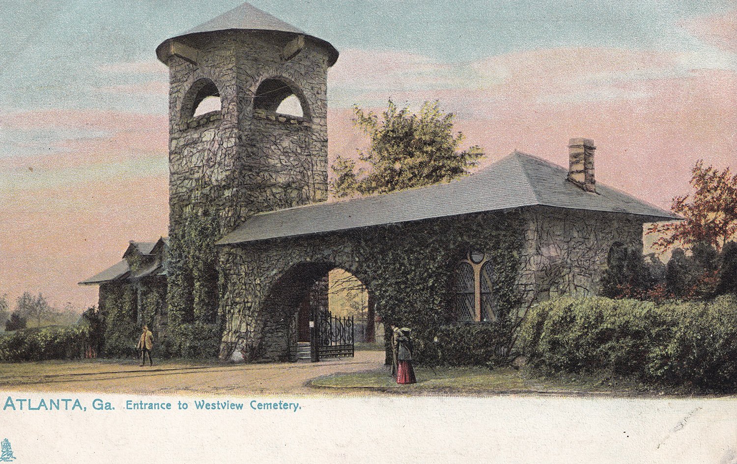 Postcard view of Entrance to Westview Cemetery (1890), Atlanta