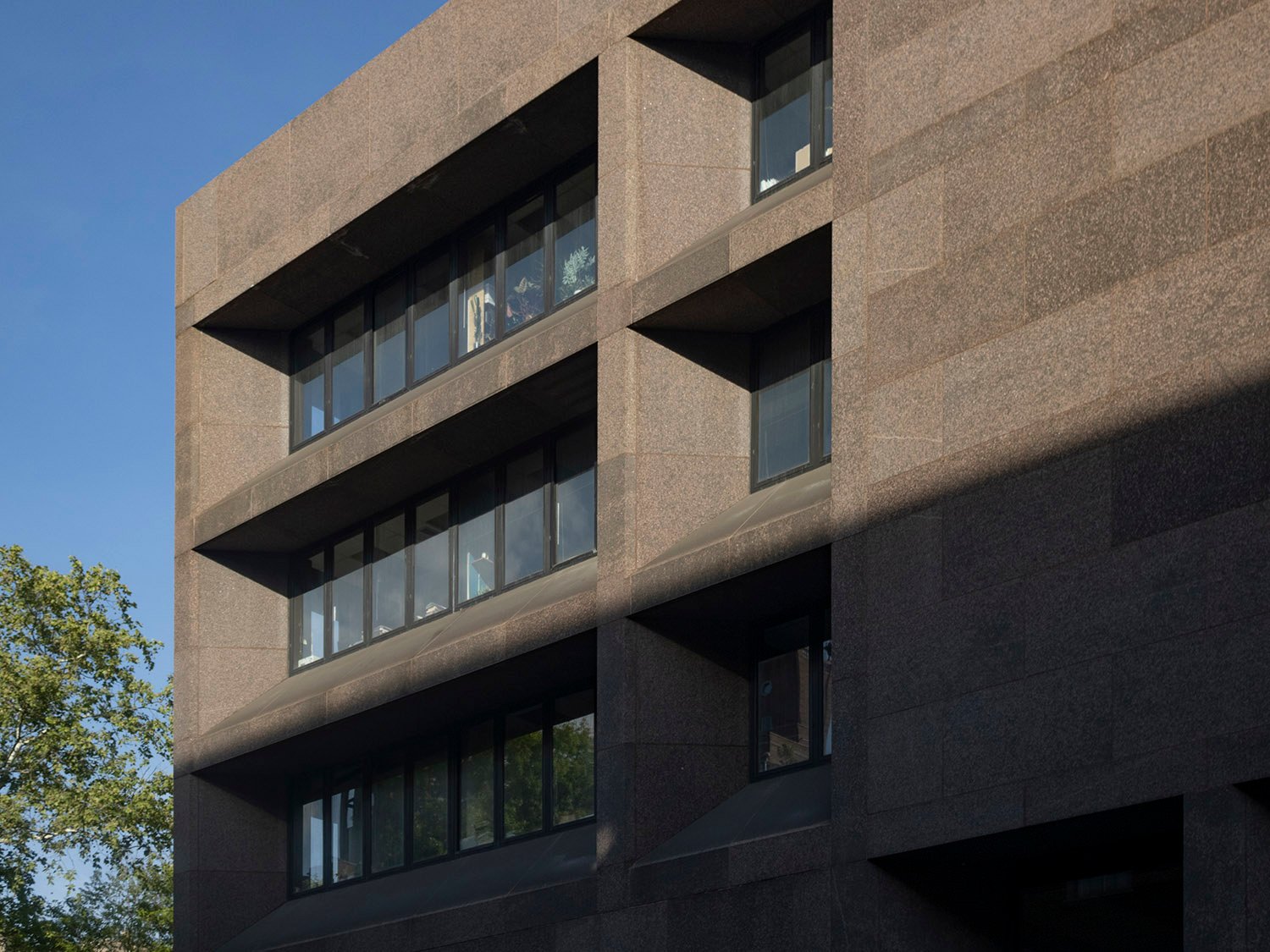 Looking at the west facade of the Kevorkian Center from the southwest