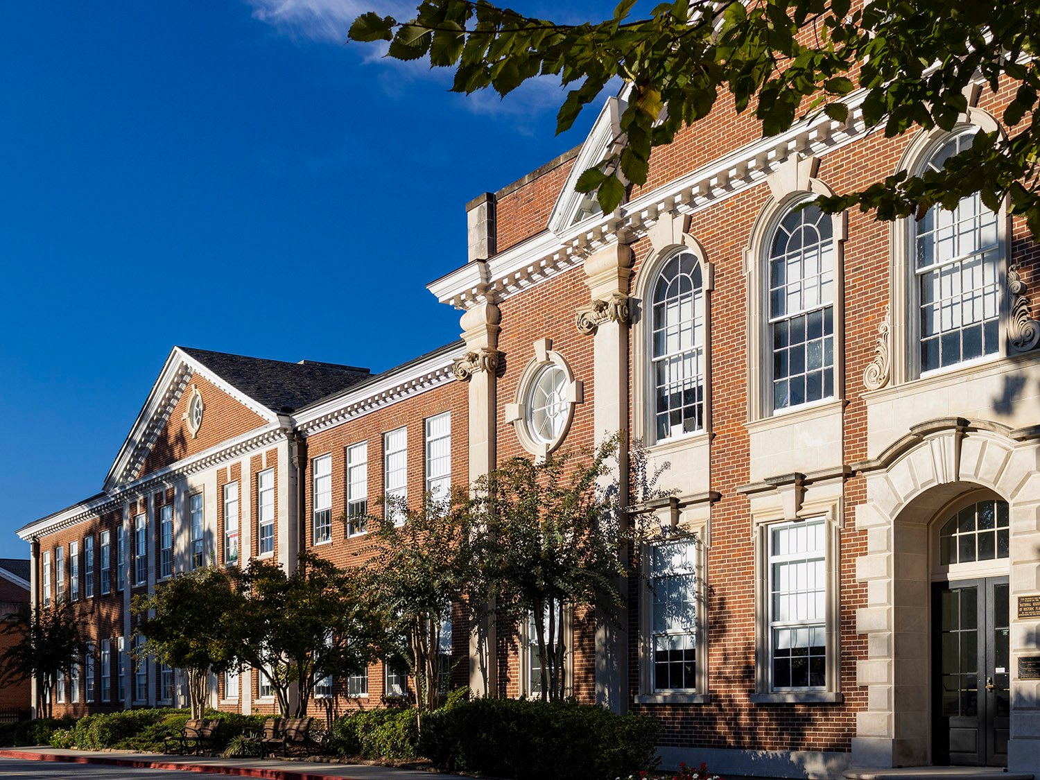 Looking at the facade of North Fulton High School and the south annex (1932) from the northeast