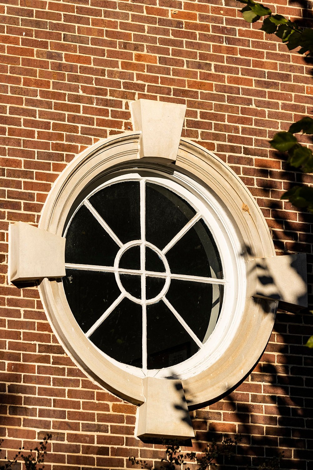 Circular window on the facade of North Fulton High School, Atlanta