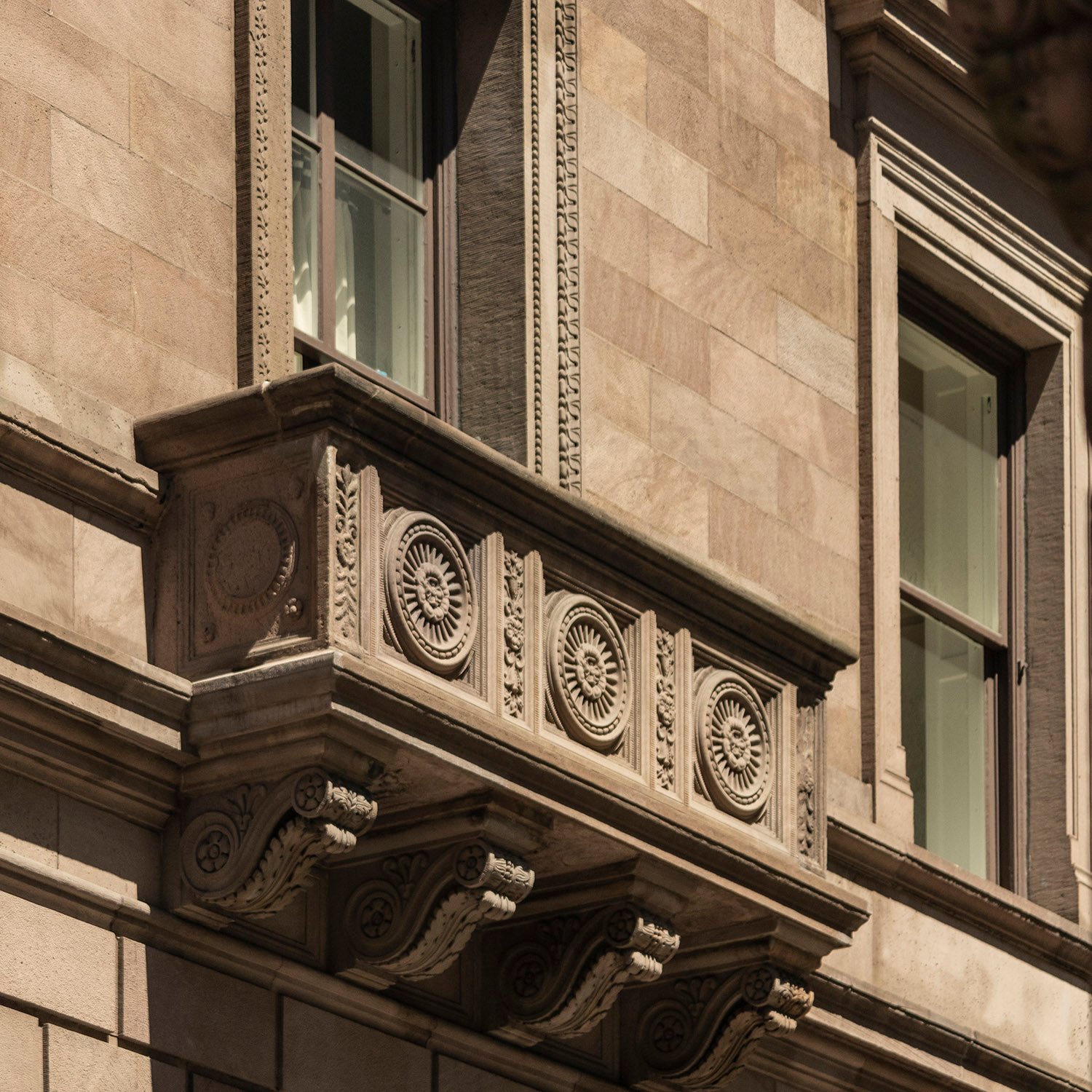 Second-floor balcony on the south wing of the Villard Houses, New York