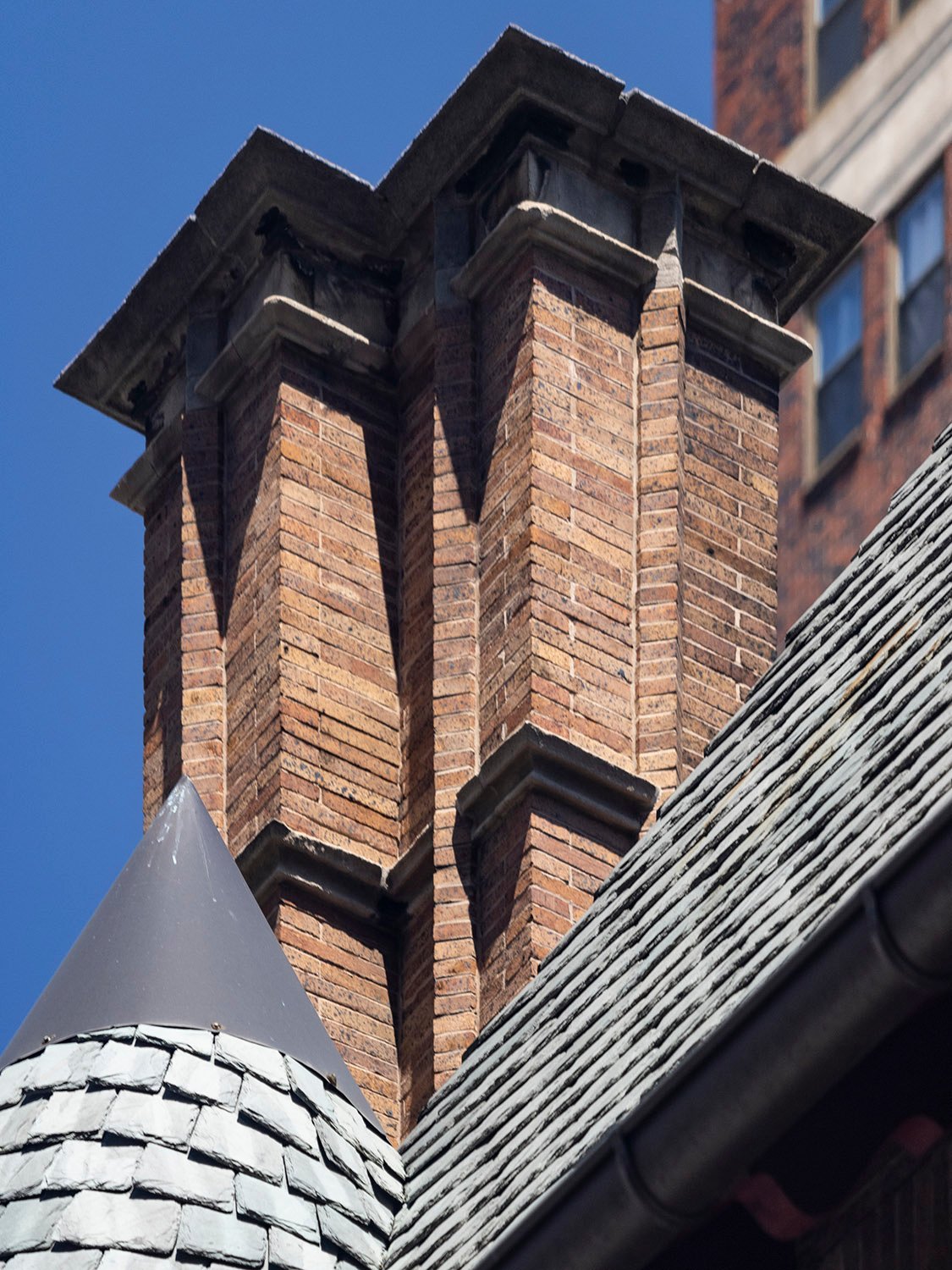 Chimney on the west elevation of the Clarence B. Moore Residence, Philadelphia