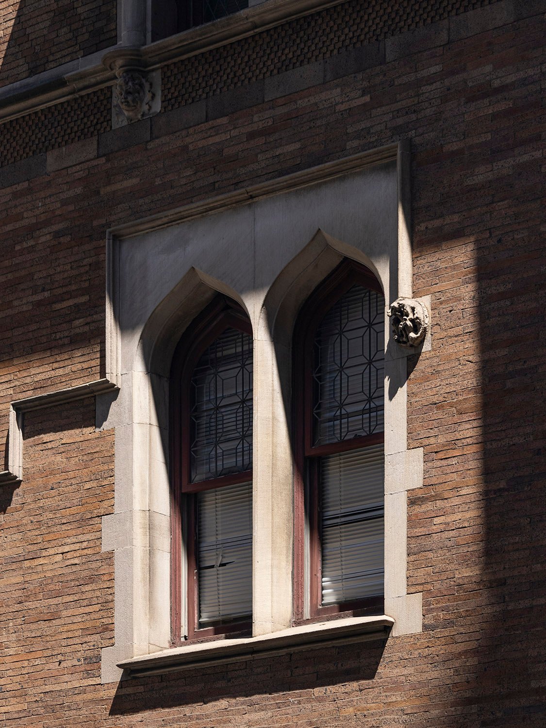 Second-floor double window on the west elevation of the Clarence B. Moore Residence, Philadelphia