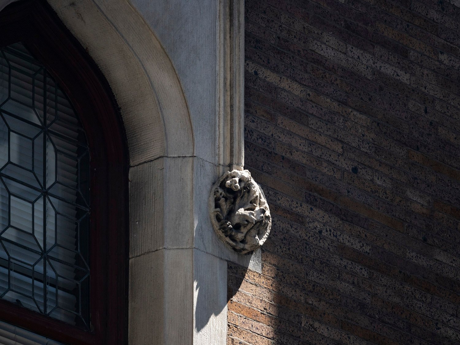 Terracotta ornamentation on the west elevation of the Clarence B. Moore Residence, Philadelphia