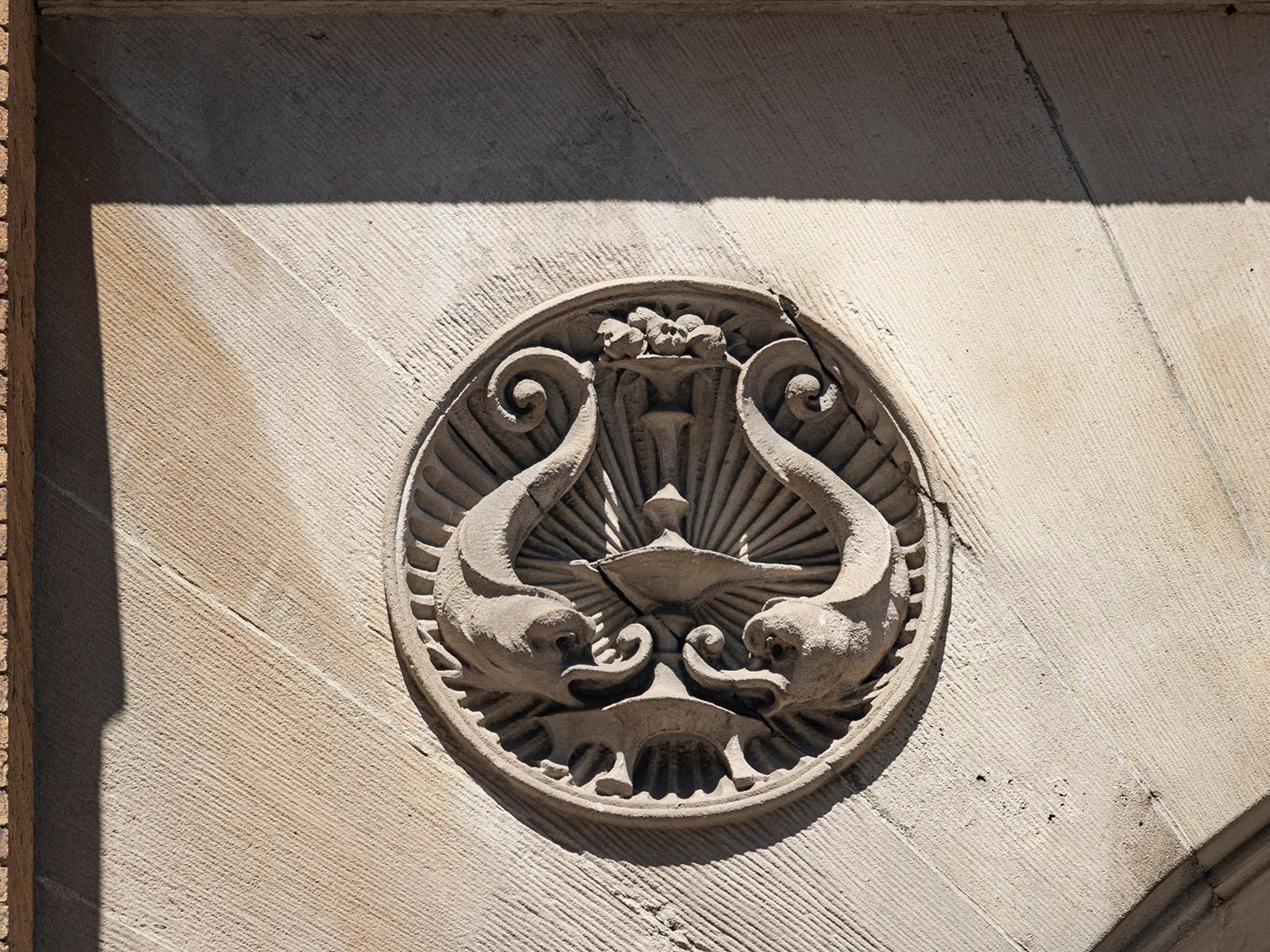 Terracotta ornamentation on the entrance of the Clarence B. Moore Residence, Philadelphia