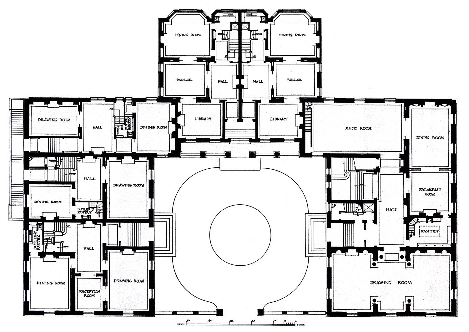First floor plan of the Villard Houses, New York