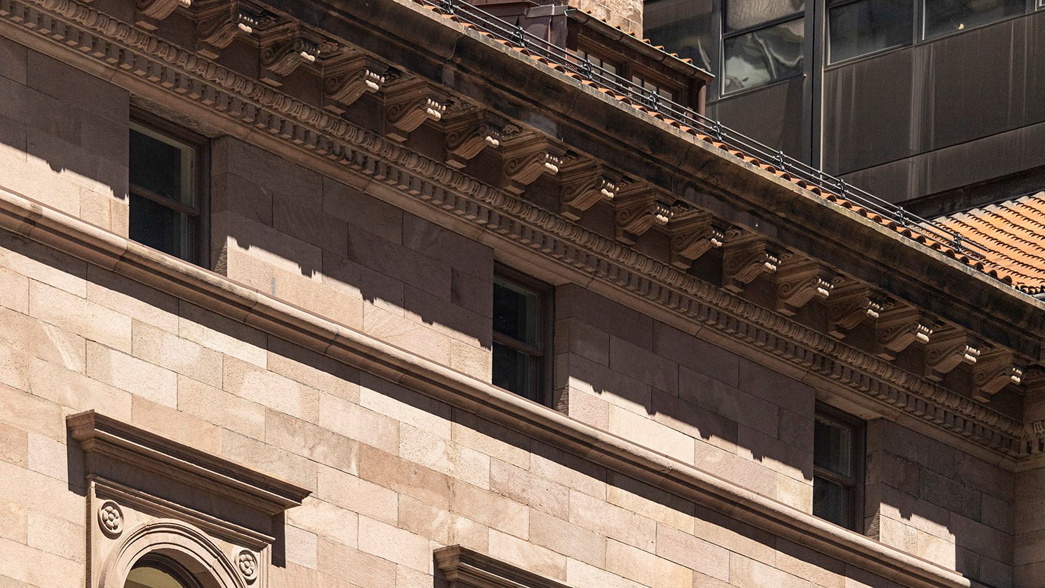 Attic windows on the north wing of the Villard Houses, New York