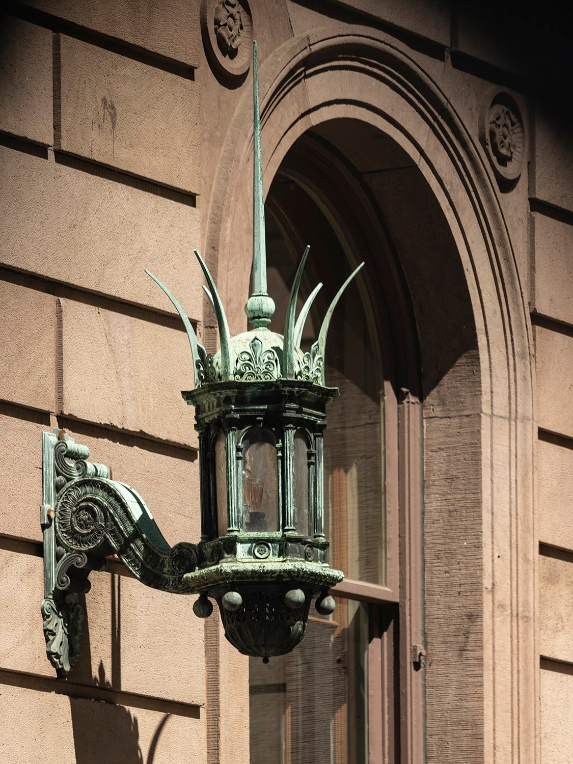 Light at the entrance to the north wing of the Villard Houses, New York