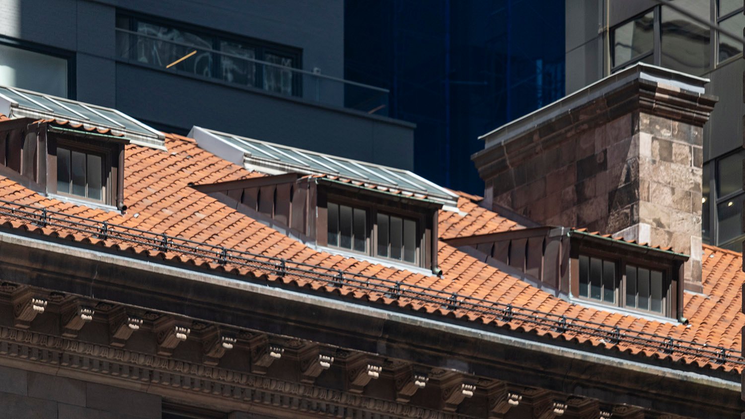 Dormers and chimney on the north wing of the Villard Houses, New York