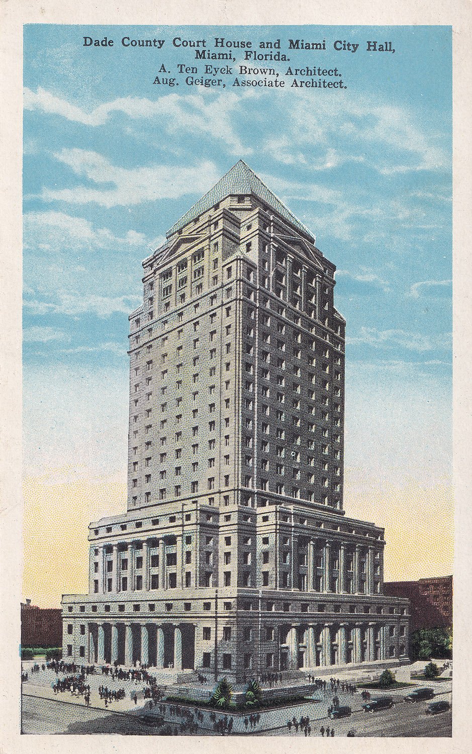 Postcard view of the Dade County Courthouse and Miami City Hall, Miami