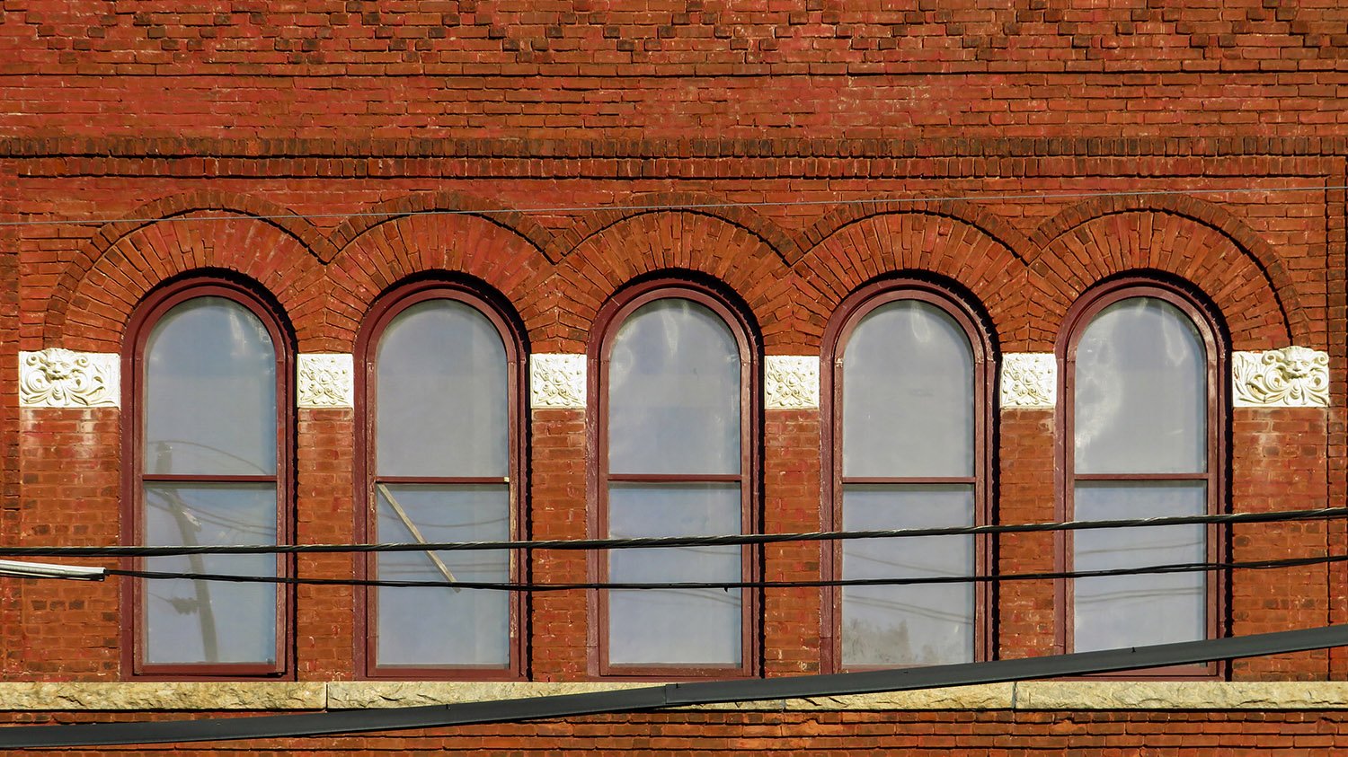 Second-floor windows on the facade of Engine House No. 6, Atlanta
