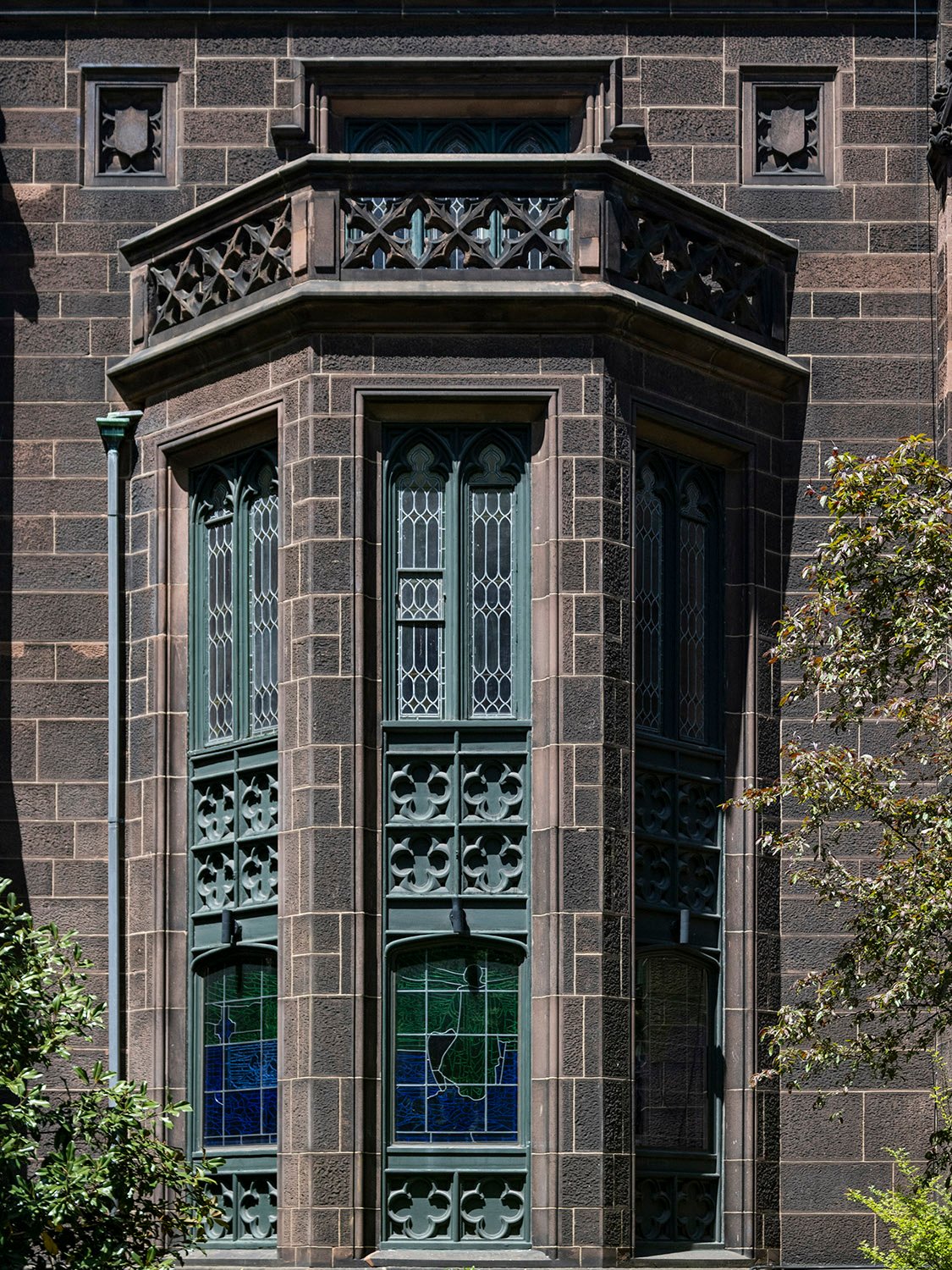 Bay window on the east facade of the Parish House, First Presbyterian Church, New York