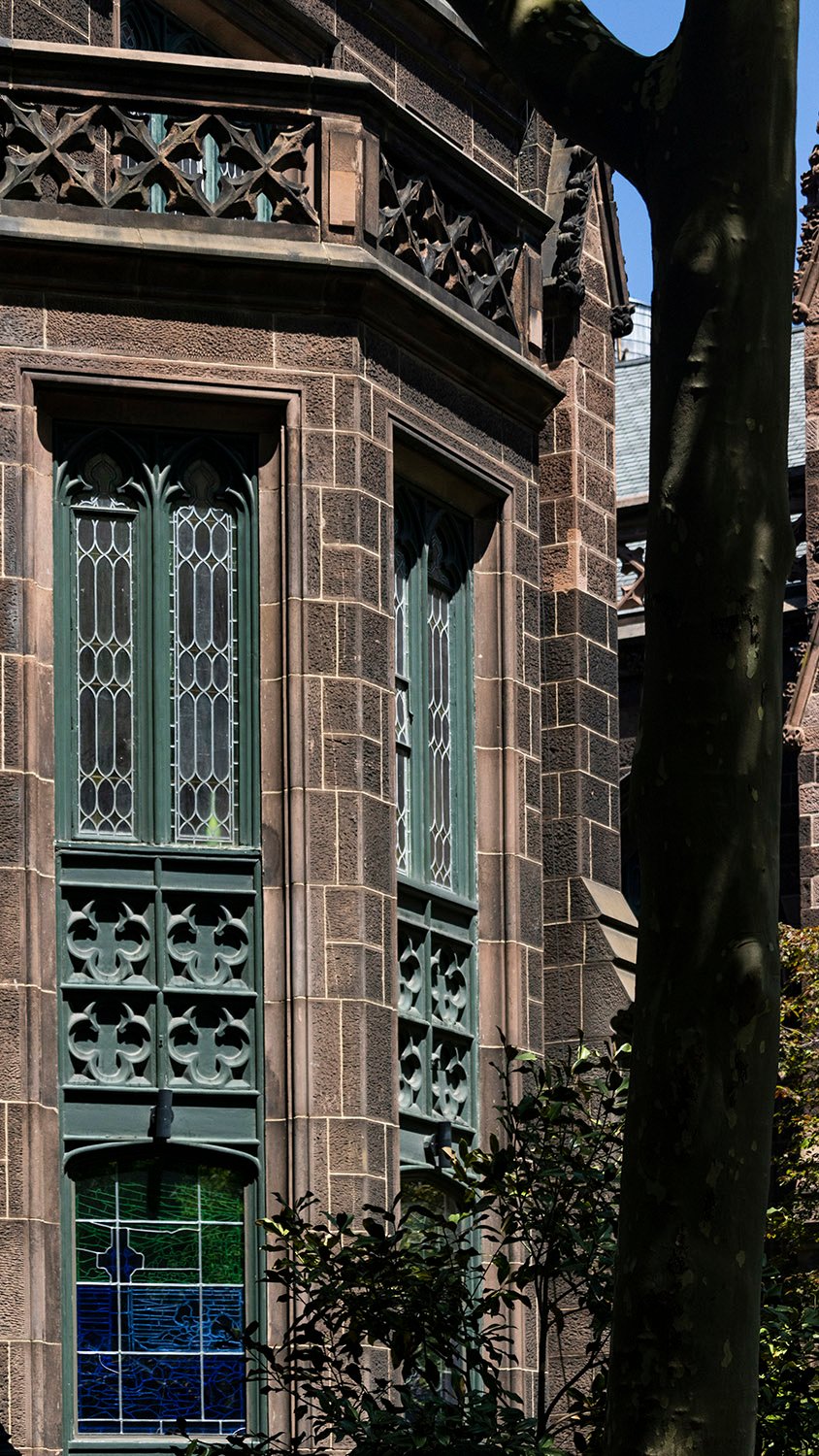 Bay window on the east facade of Parish House, First Presbyterian Church, New York