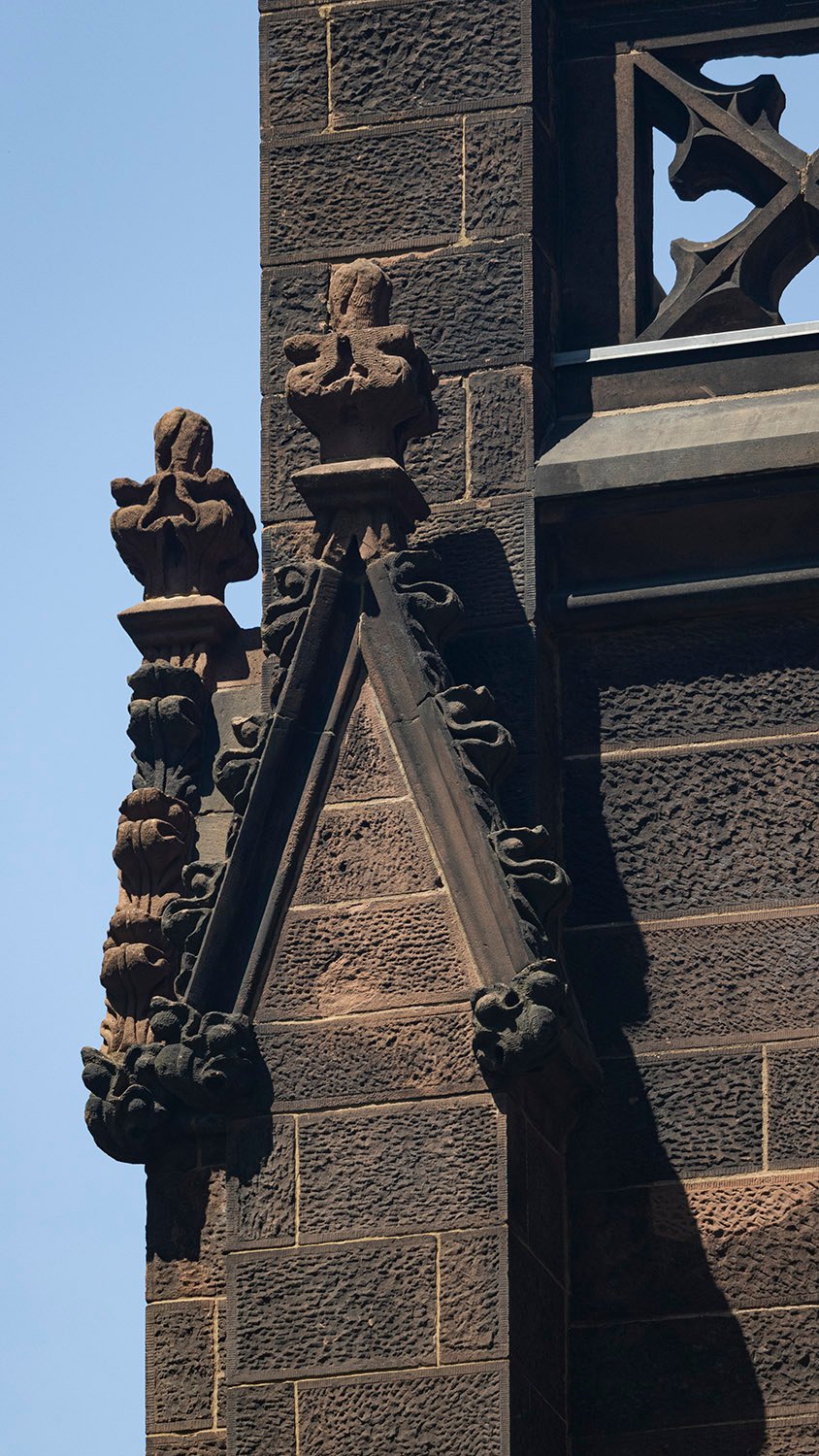 Buttress on the east facade of the Parish House, First Presbyterian Church, New York