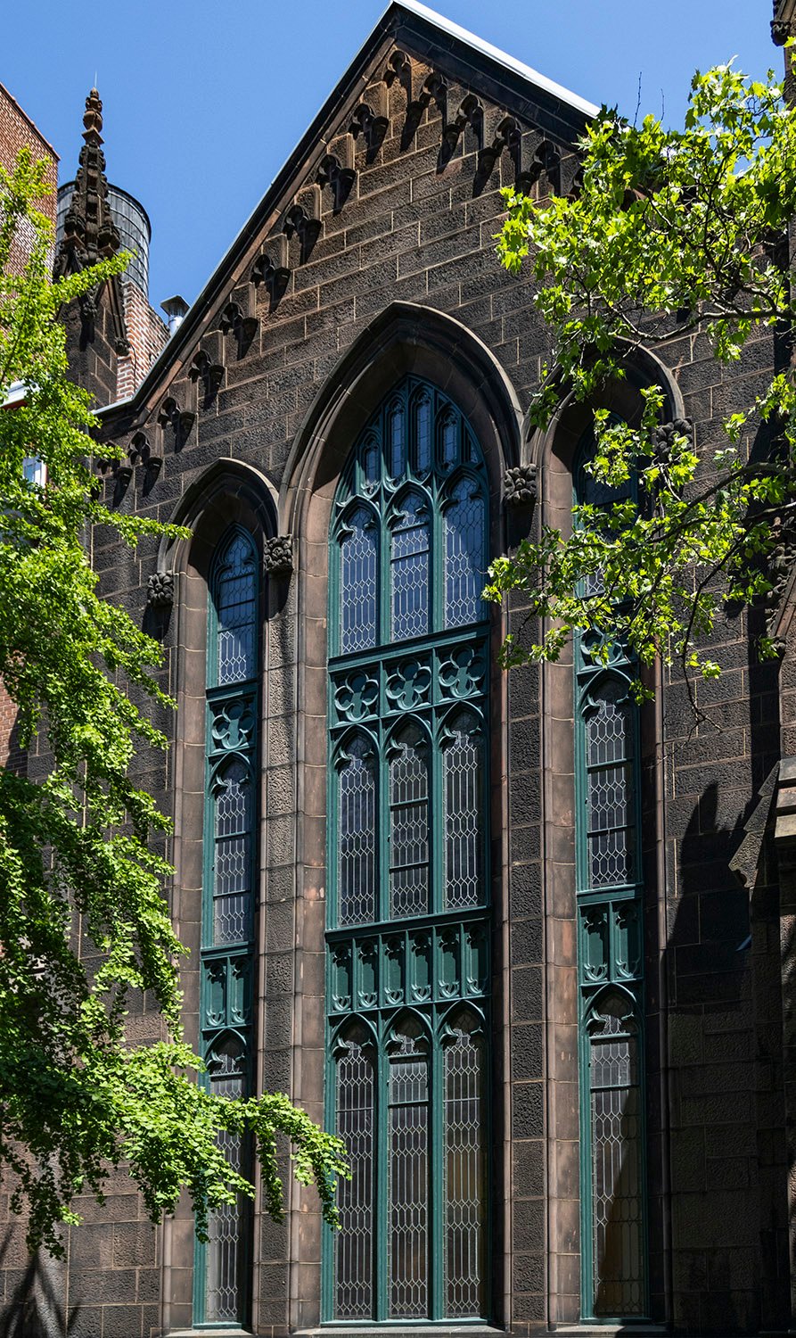 Three-story window on the south elevation of the Parish House, First Presbyterian Church, New York
