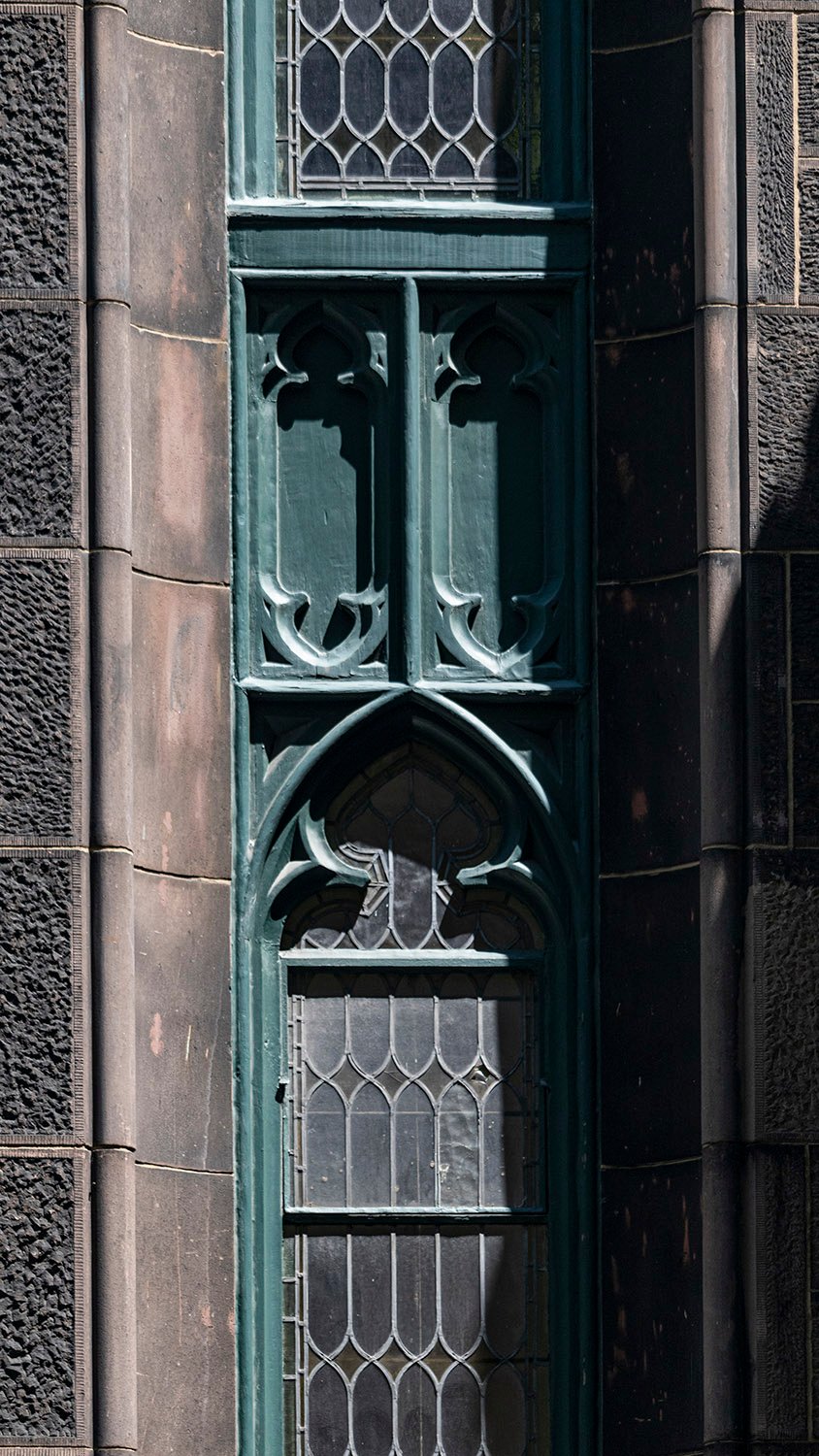 Window and spandrel on the Parish House, First Presbyterian Church, New York