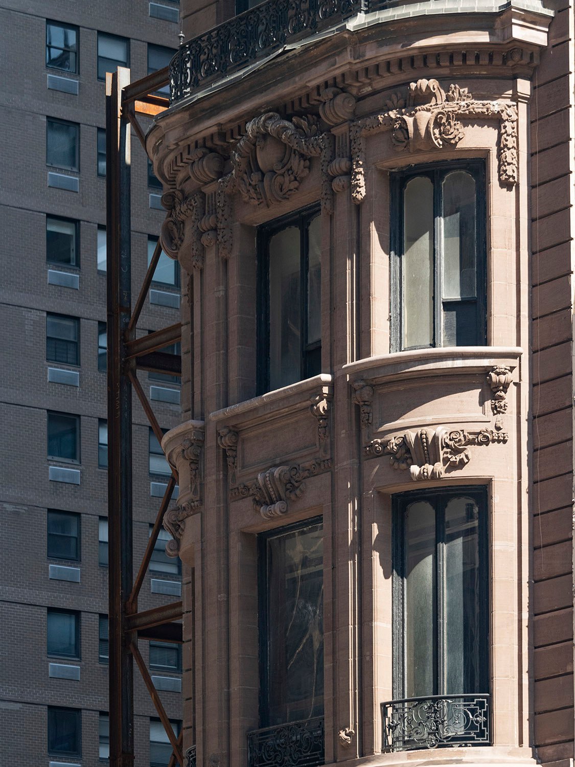 Looking at the bow window on the Samuel W. Bowne Residence from the southeast
