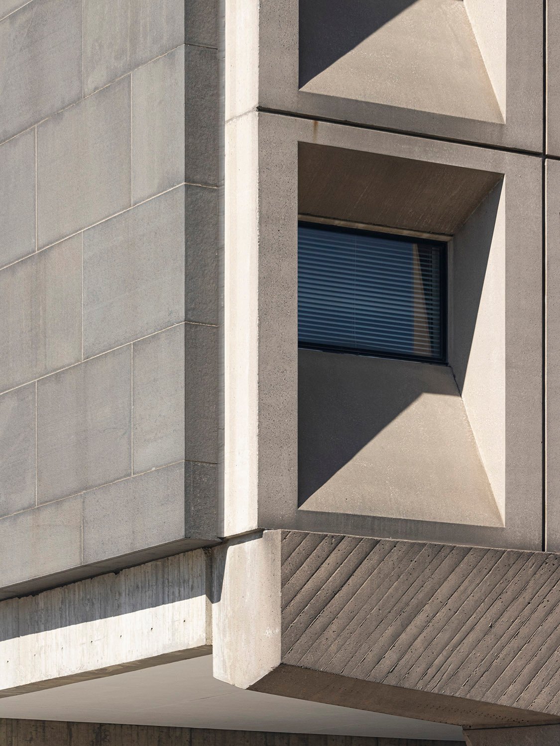 Pre-cast concrete and granite on the southeast corner of the Department of Housing and Urban Development