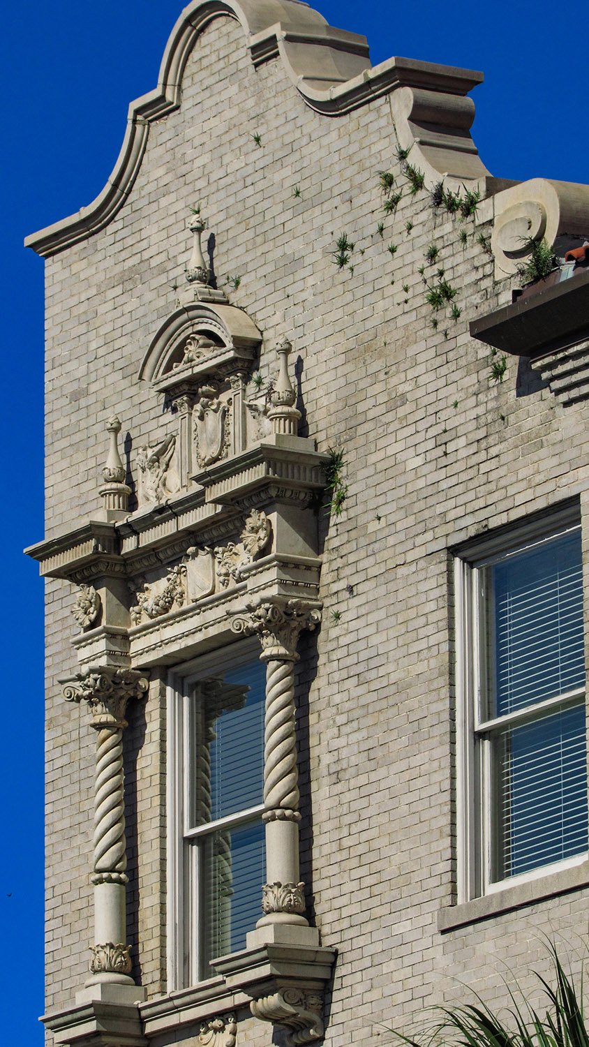 Window and gable on the southeast corner of the Gulf, Mobile and Ohio Passenger Terminal, Mobile, Alabama