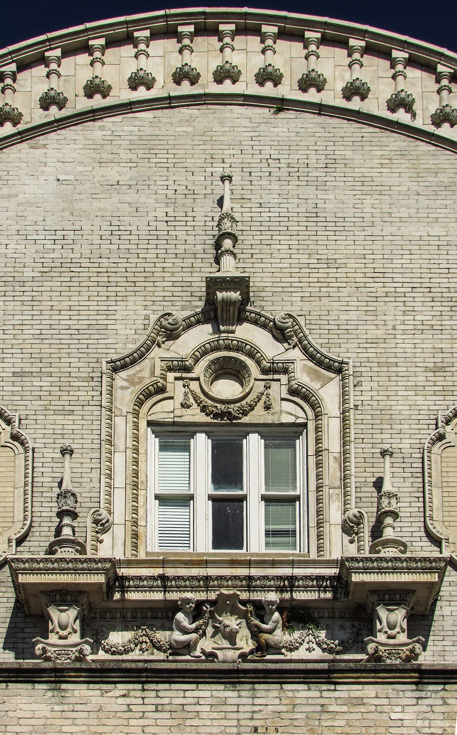 Center window and gable on the facade of the Gulf, Mobile and Ohio Passenger Terminal, Mobile, Alabama