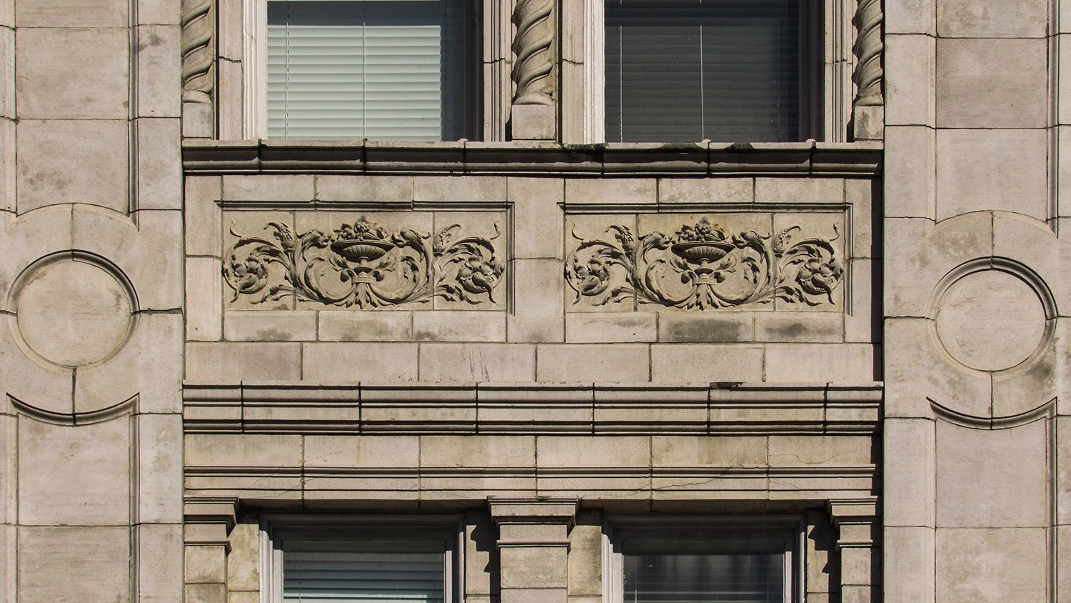 Terracotta spandrel panel on the west elevation of the Gulf, Mobile and Ohio Passenger Terminal, Mobile, Alabama