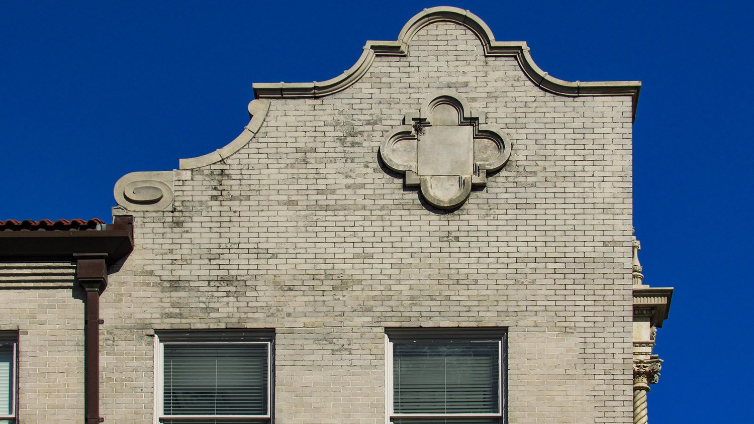Gable on the southwest corner of the Gulf, Mobile and Ohio Passenger Terminal, Mobile, Alabama