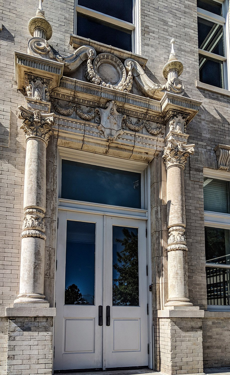 Entrance on the east elevation of the Gulf, Mobile and Ohio Passenger Terminal, Mobile, Alabama