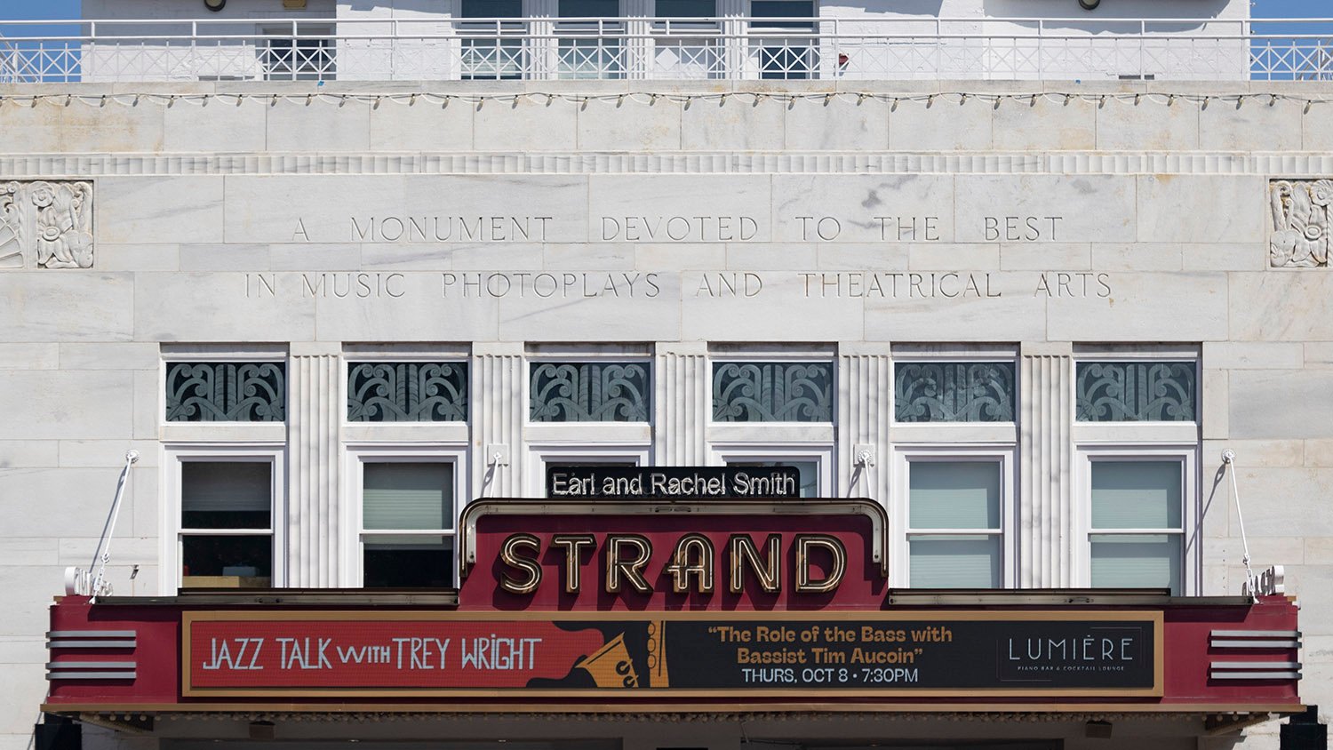 Facade and marquee of the Strand Theatre, Marietta, Georgia