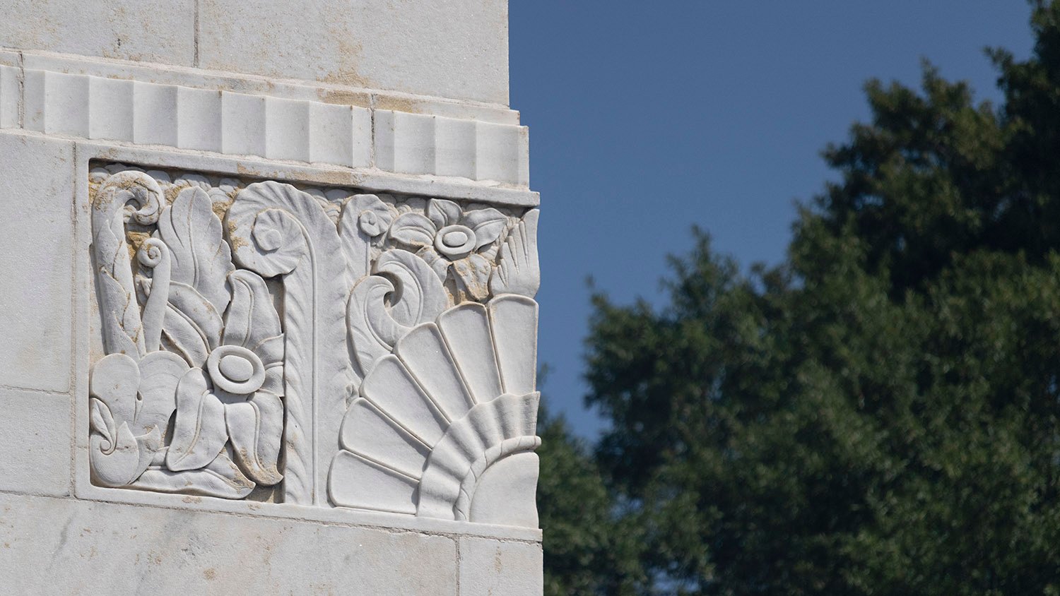 Bas-relief ornamentation on the facade of the Strand Theatre, Marietta, Georgia