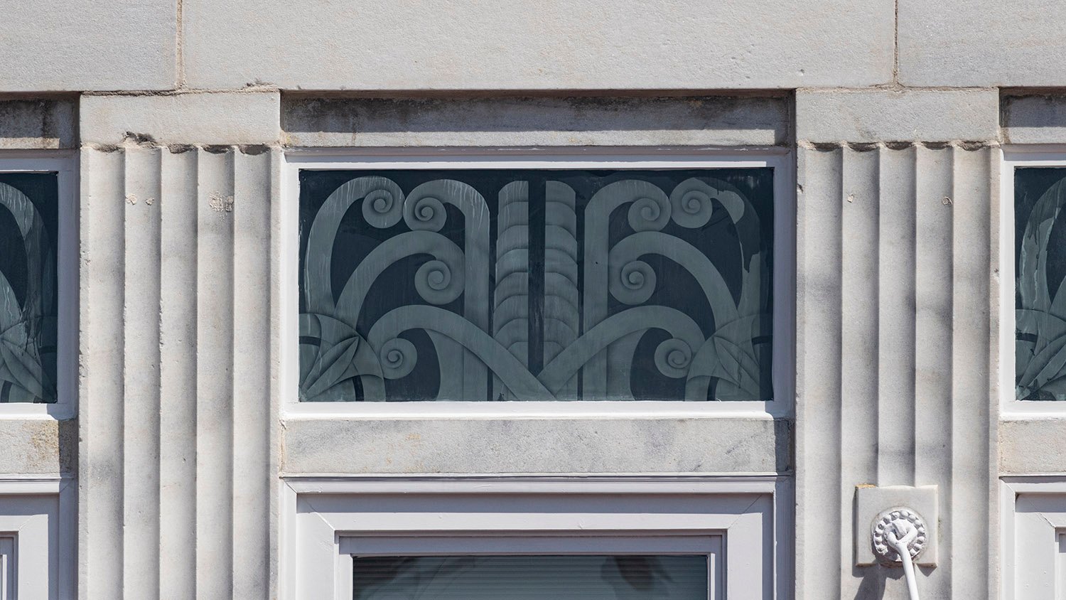 Decorated window spandrel on the facade of the Strand Theatre, Marietta, Georgia