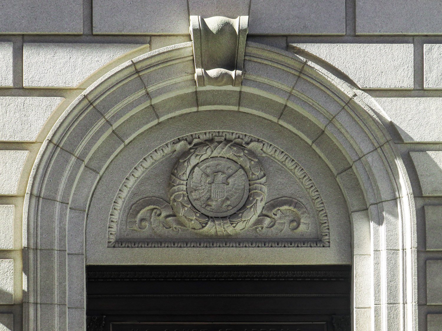 Tympanum over a door on the south elevation of the United States Post Office and Courthouse, Atlanta