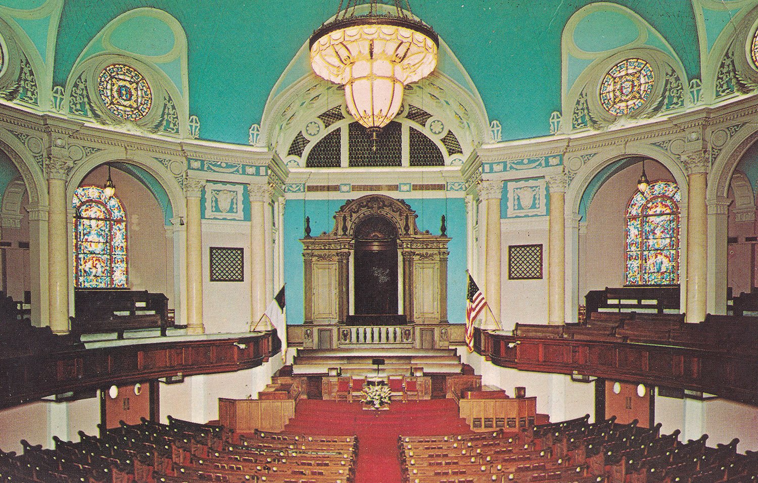 Postcard view of the sanctuary of Central Baptist Church, Miami