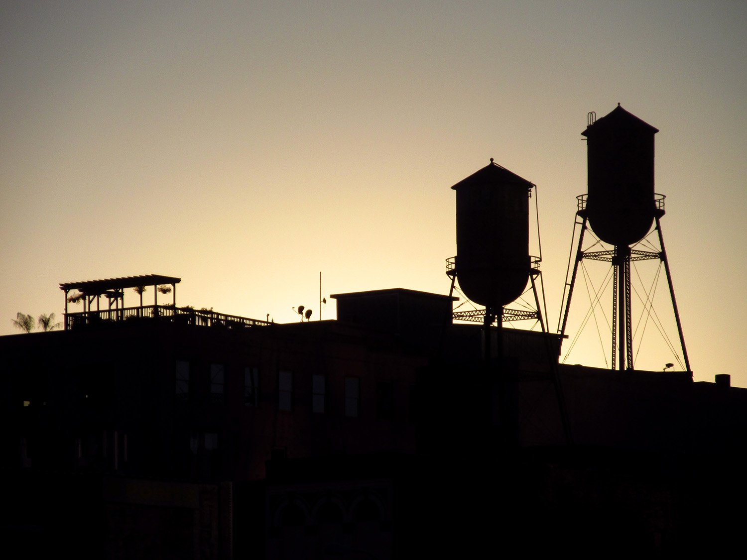Rooftop water towers on Peachtree Street, Atlanta