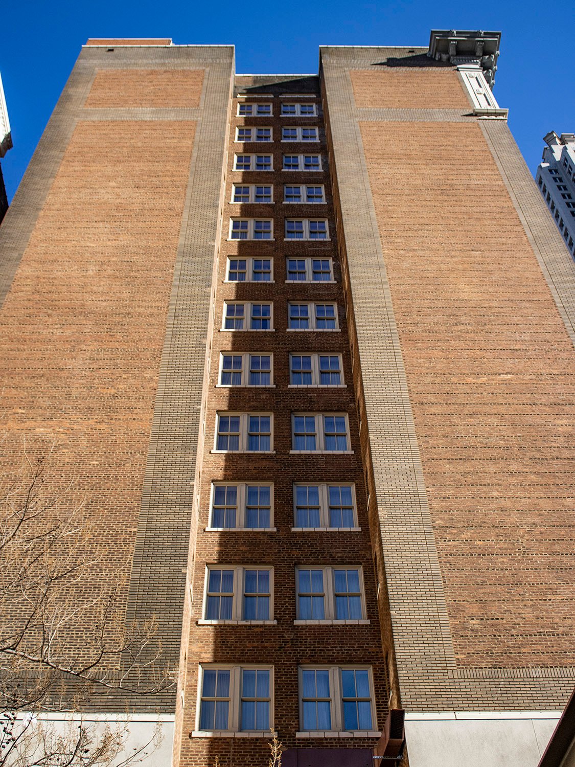Looking up at the south elevation of the Winecoff Hotel, Atlanta