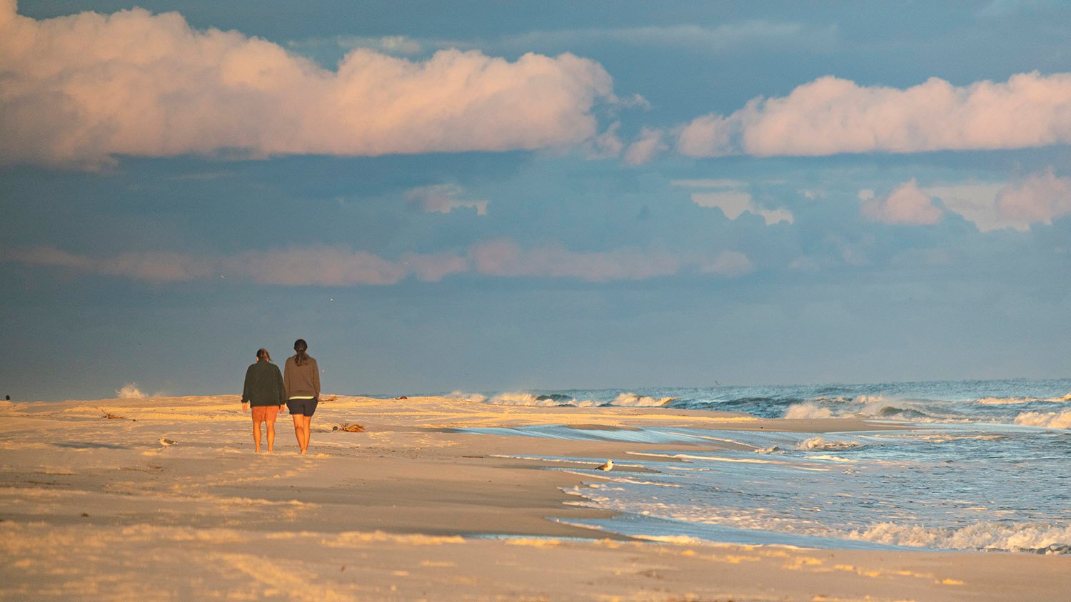 A late afternoon stroll on the beach