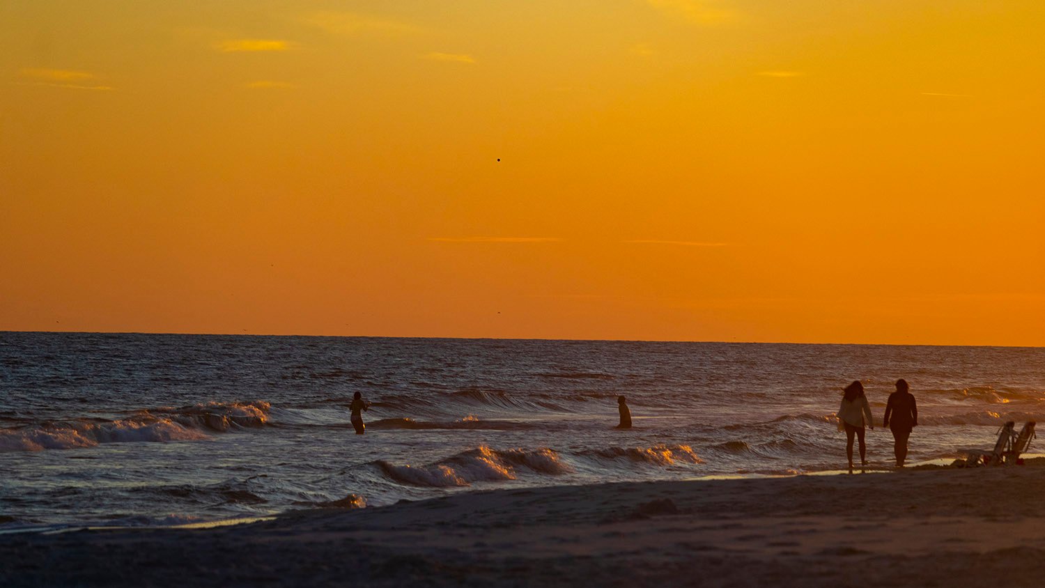 An evening stroll and swim on the beach